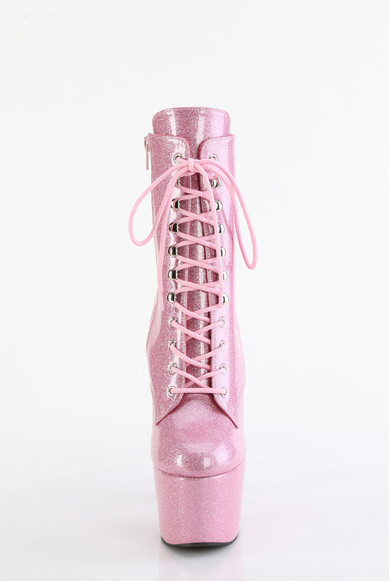 Pleaser USA Adore-1020GP 7inch Pleaser Boots - Baby Pink Glitter-Pleaser USA-Pole Junkie