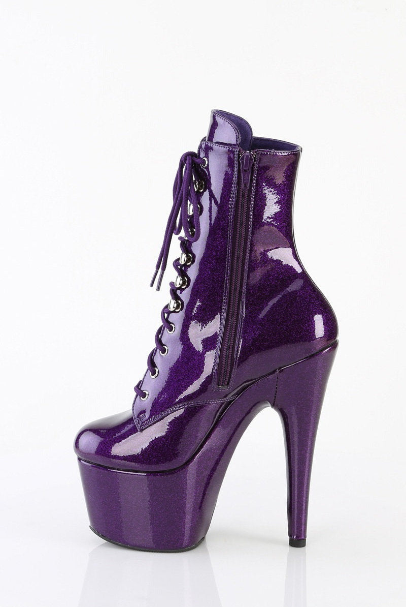 Pleaser USA Adore-1020GP 7inch Pleaser Boots - Purple Glitter-Pleaser USA-Pole Junkie