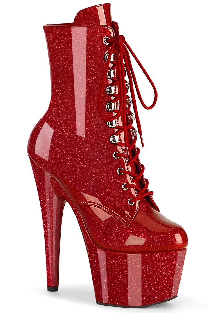 Pleaser USA Adore-1020GP 7inch Pleaser Boots - Ruby Glitter-Pleaser USA-Pole Junkie