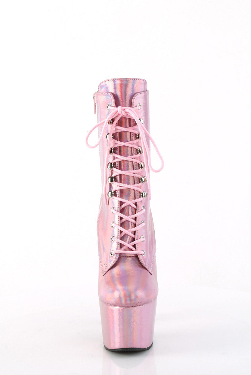 Pleaser USA Adore-1020HG 7inch Pleaser Boots - Holographic Baby Pink-Pleaser USA-Pole Junkie