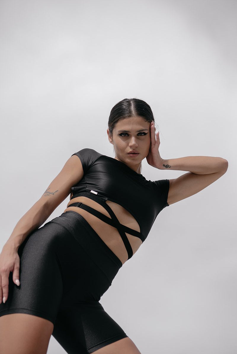 Paradise Chick Frankie Wrap Top - Black-Paradise Chick-Pole Junkie