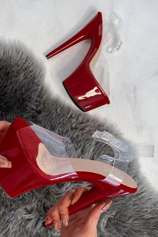 Hella Heels Classic Gloss 7inch Stilettos - Chilli-Hella Heels-Pole Junkie