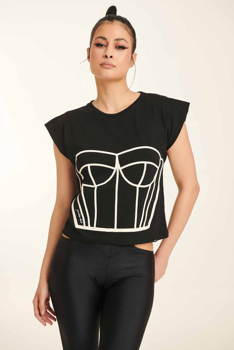 Paradise Chick Supreme Corset T-shirt - Black-Paradise Chick-Pole Junkie