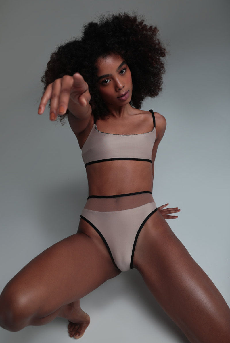 Rolling Vento Glam Reversible Bottoms - Black Lurex / Beige-Rolling-Pole Junkie