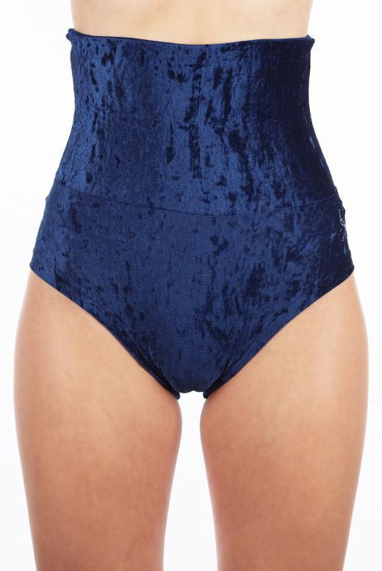 Dragonfly Velvet Betty High-Waisted Shorts - Blue-Dragonfly-Pole Junkie