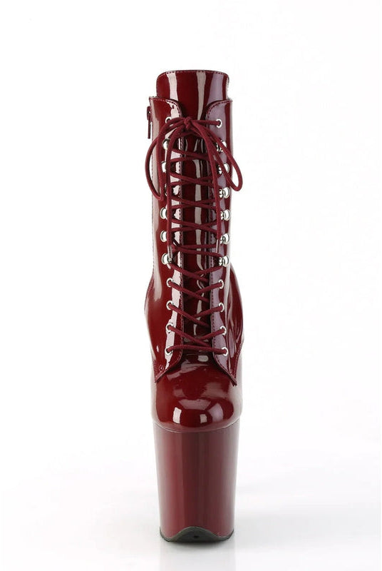 Pleaser USA Flamingo-1020 8inch Pleaser Boots - Patent Burgundy-Pleaser USA-Pole Junkie