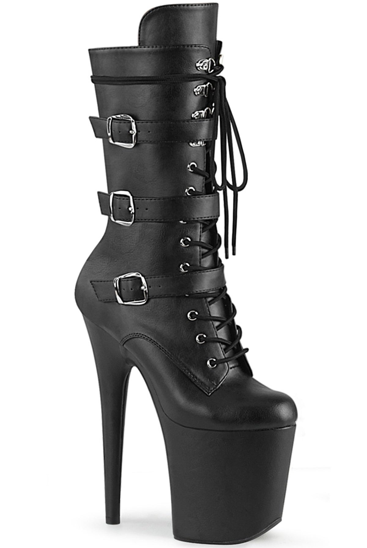 Pleaser USA Flamingo-1053 8inch Pleaser Boots - Matte Black-Pleaser USA-Pole Junkie