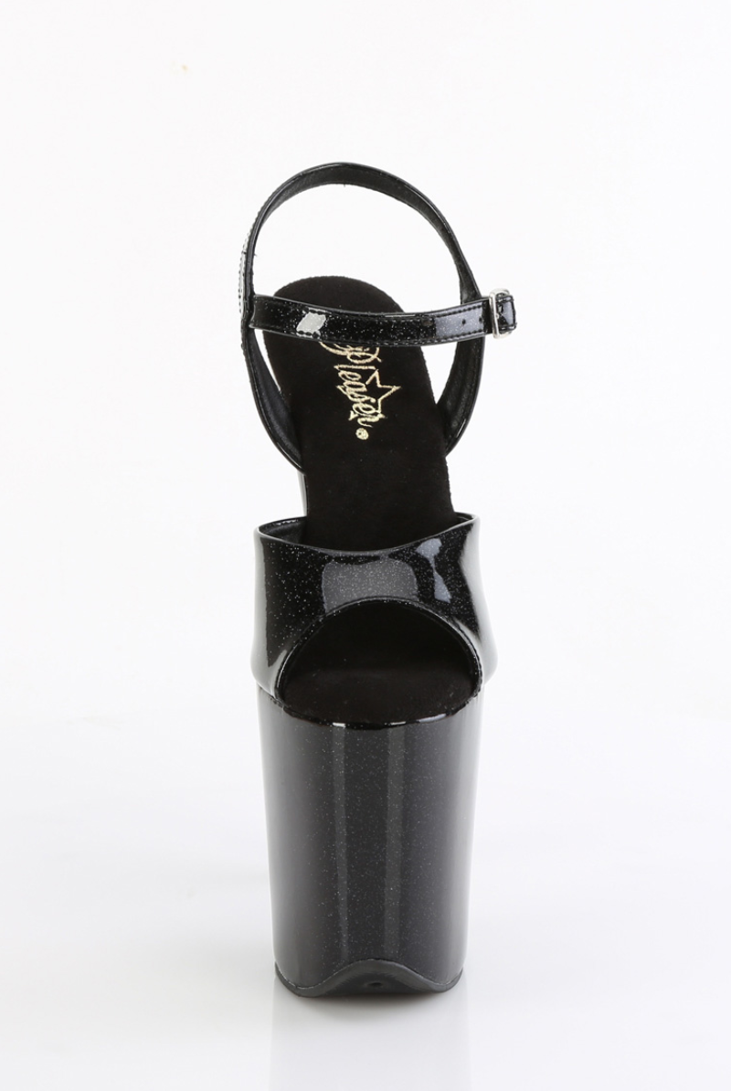 Pleaser USA Flamingo-809GP 8inch Pleasers - Black Glitter-Pleaser USA-Pole Junkie