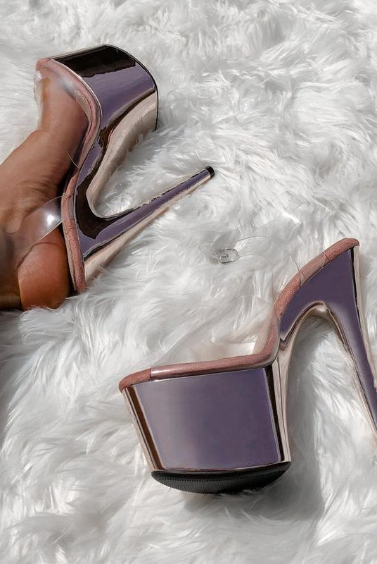 Hella Heels Classic Gloss 7inch Stilettos - Sienna Rose Gold-Hella Heels-Pole Junkie