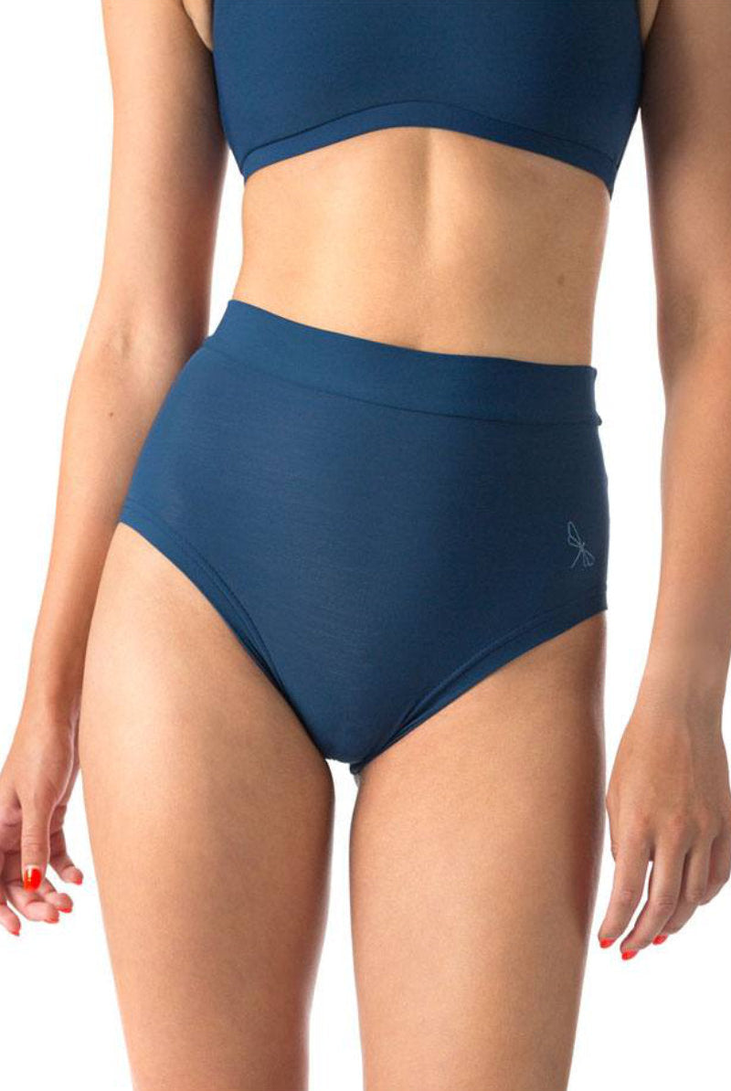 Dragonfly Lola High-Waisted Shorts - Petrol-Dragonfly-Pole Junkie