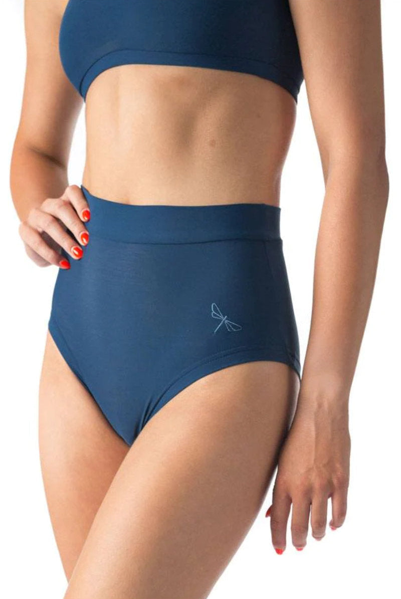 Dragonfly Lola High-Waisted Shorts - Petrol-Dragonfly-Pole Junkie