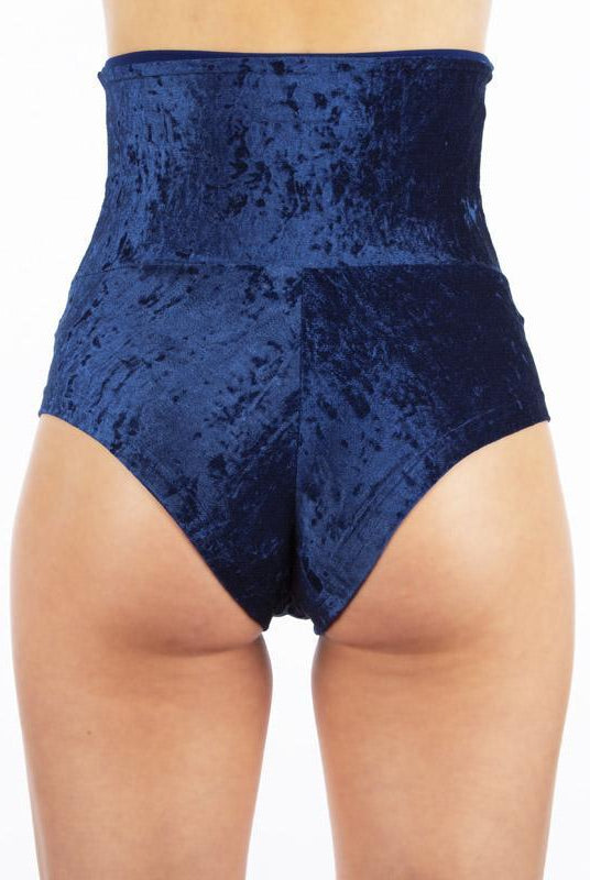 Dragonfly Velvet Betty High-Waisted Shorts - Blue-Dragonfly-Pole Junkie