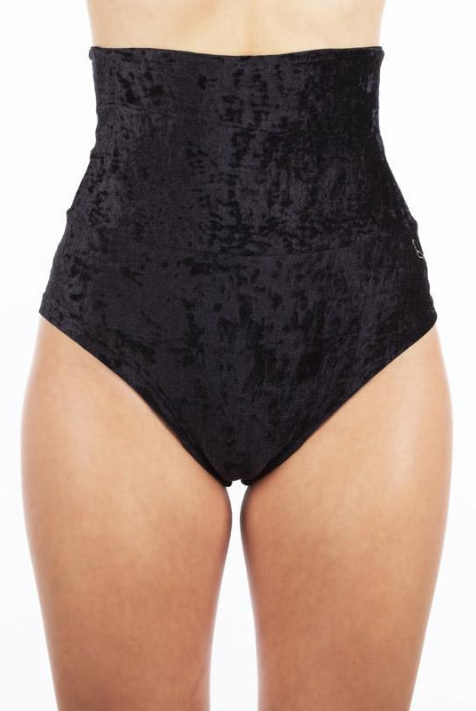 Dragonfly Velvet Betty High-Waisted Shorts - Black-Dragonfly-Pole Junkie