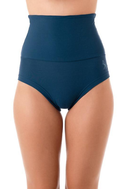 Dragonfly Betty High-Waisted Shorts - Petrol-Dragonfly-Pole Junkie