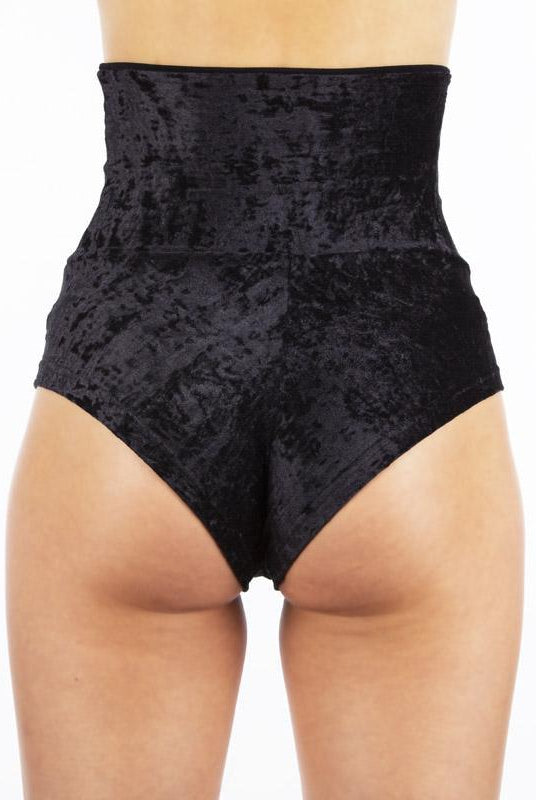 Dragonfly Velvet Betty High-Waisted Shorts - Black-Dragonfly-Pole Junkie