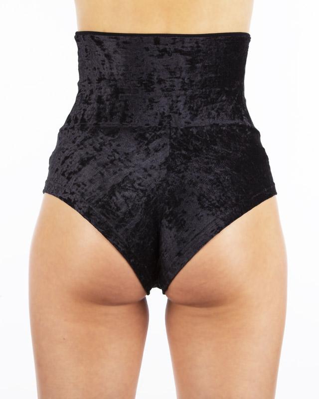 Dragonfly Velvet Betty High-Waisted Shorts - Black-Dragonfly-Pole Junkie