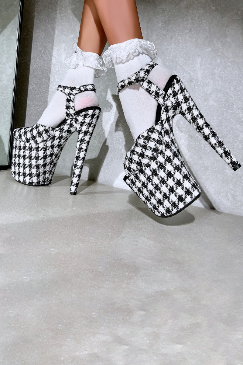 Hella Heels 8inch Stilettos - Houndstooth