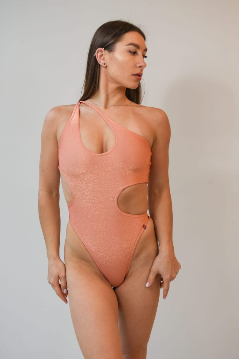 Pole Addict Mesmerised Bodysuit - Shimmery Peach