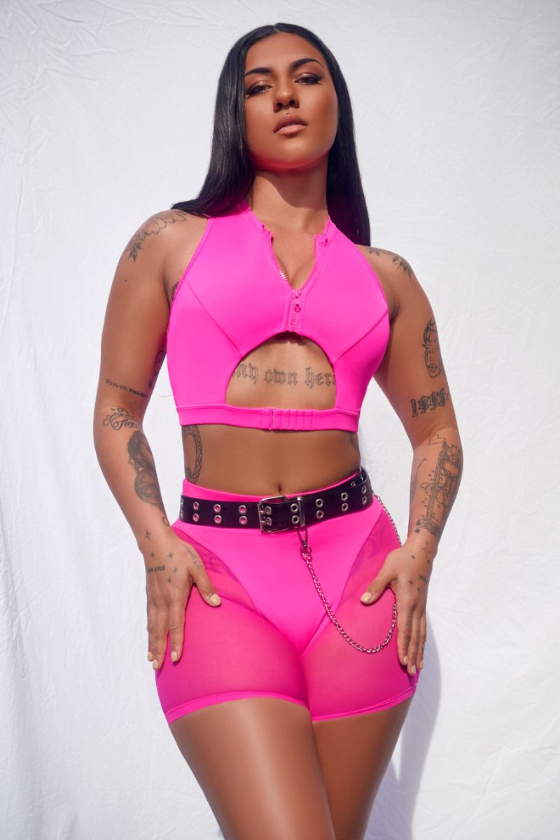 CXIX Dollhaus Mesh Biker Shorts - Barbie Pink