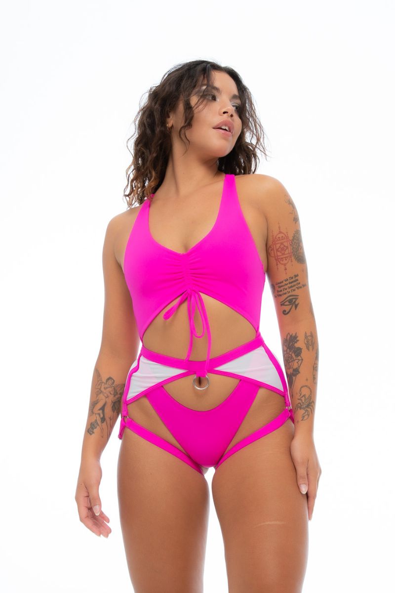 Nona Perkasa Hotline Garter Belt - Hot Pink/White Pole Junkie (EU) Nona Perkasa Hotline Garter Belt - Hot Pink/White Pole Junkie (EU)