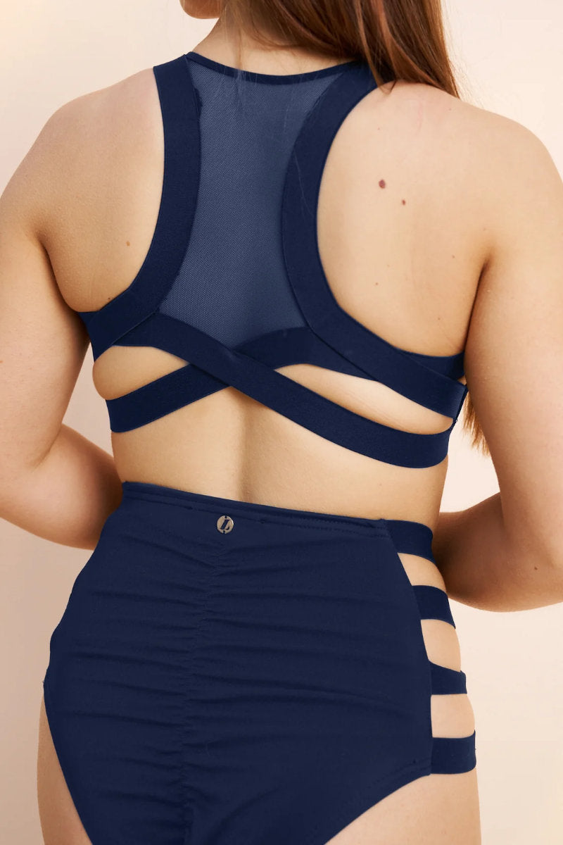 Lunalae Dallas Cross Back Top - Navy