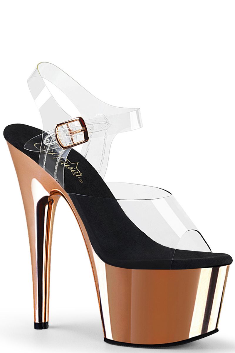 Pleaser USA Adore-708 7inch Stilettos Rose Gold Chrome – Pole