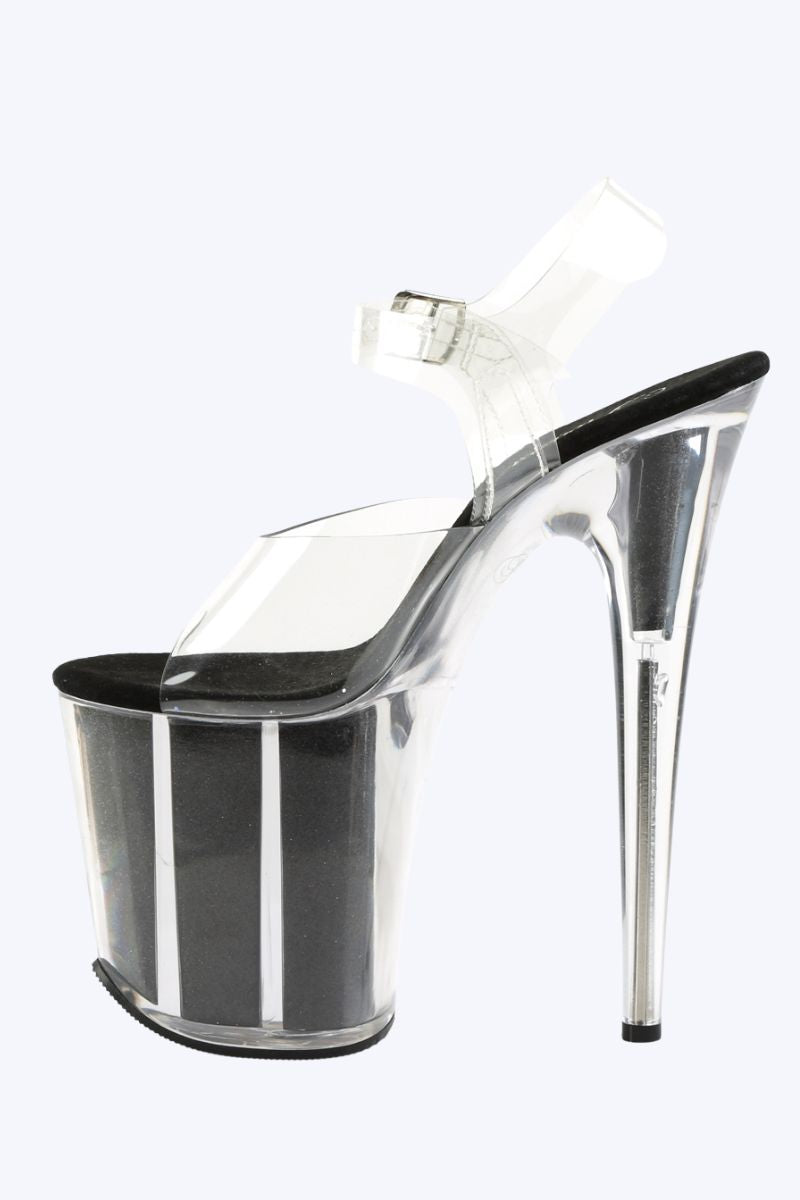 Pleaser USA Flamingo-808G Glitter Filled 8inch Pleasers - Black-Pleaser USA-Pole Junkie