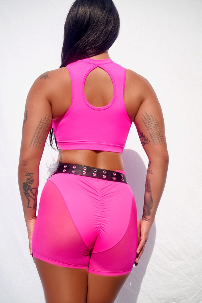 CXIX Dollhaus Mesh Biker Shorts - Barbie Pink