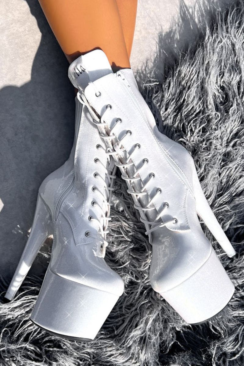 Hella Heels The Glitterati 7inch Boots - Snow Kween