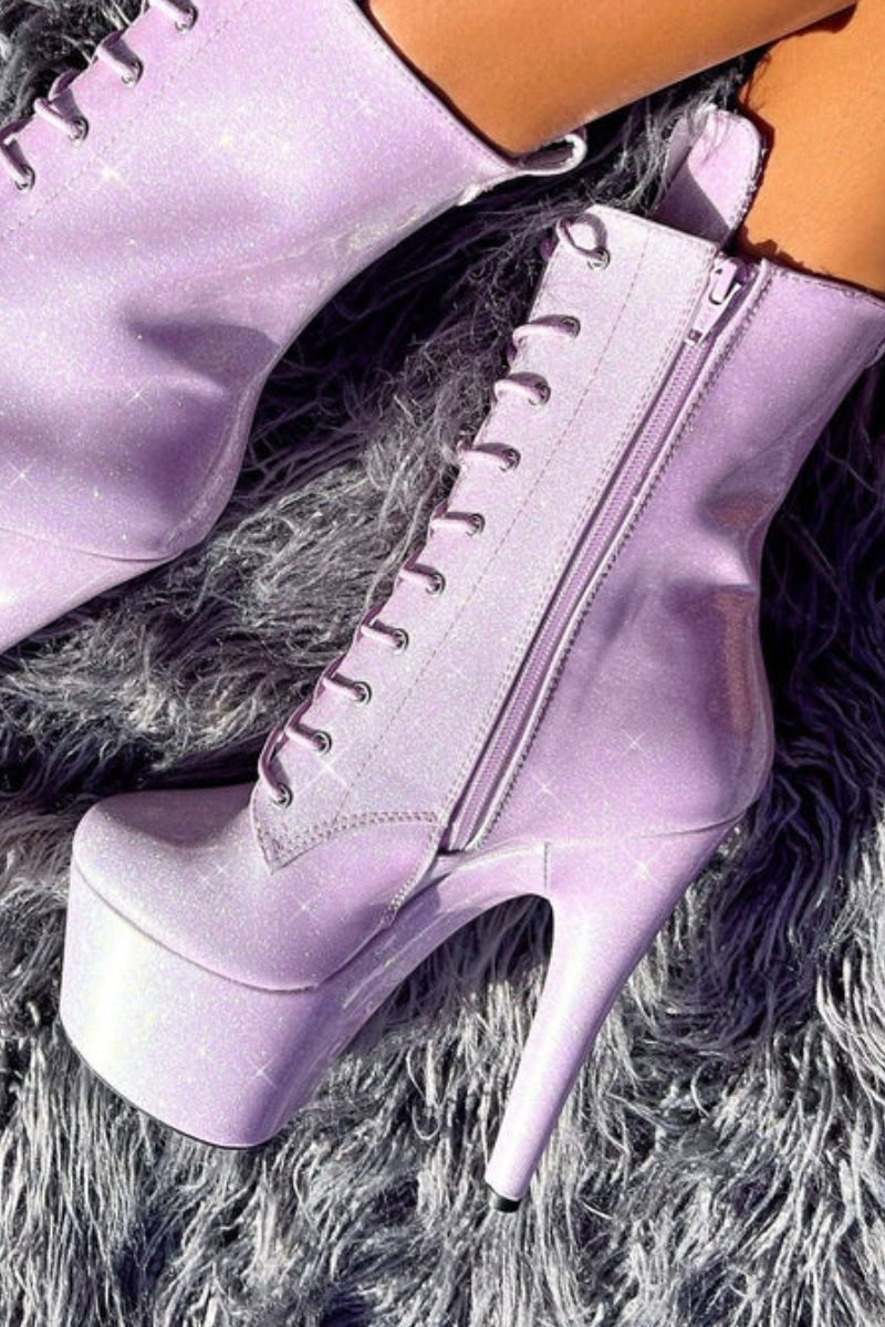 Hella Heels The Glitterati 7inch Boots - Lilac Lovers