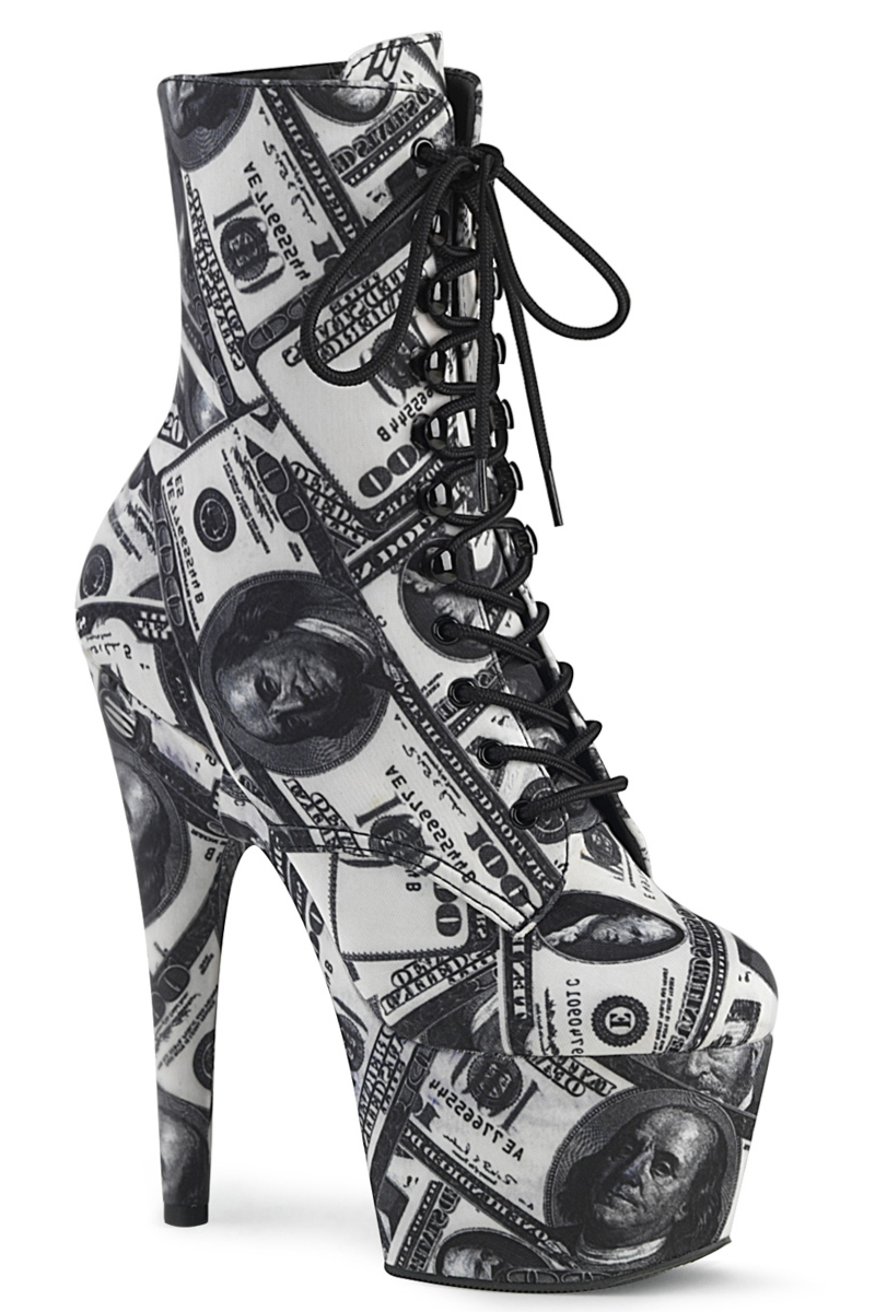 Pleaser USA Adore-1020DP 7inch Pleaser Boots - Money Print