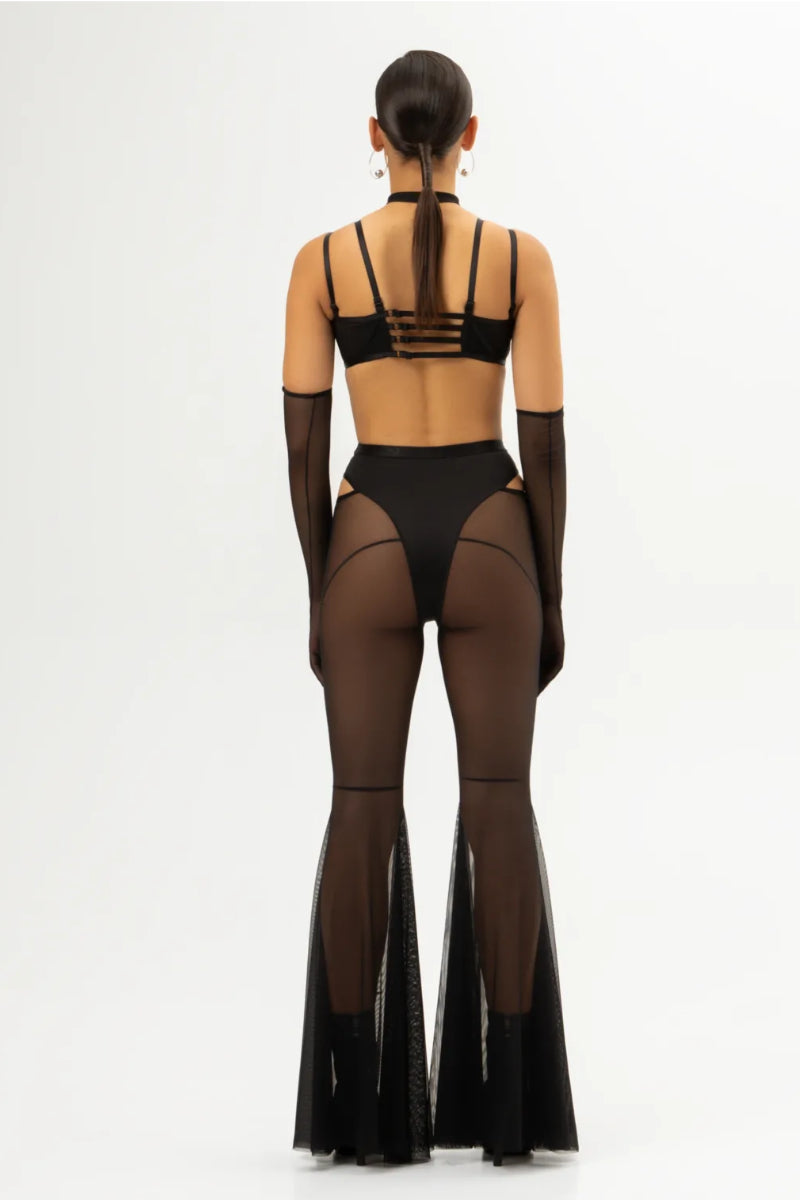 Queen Mesh Flared Pants – Black Candy