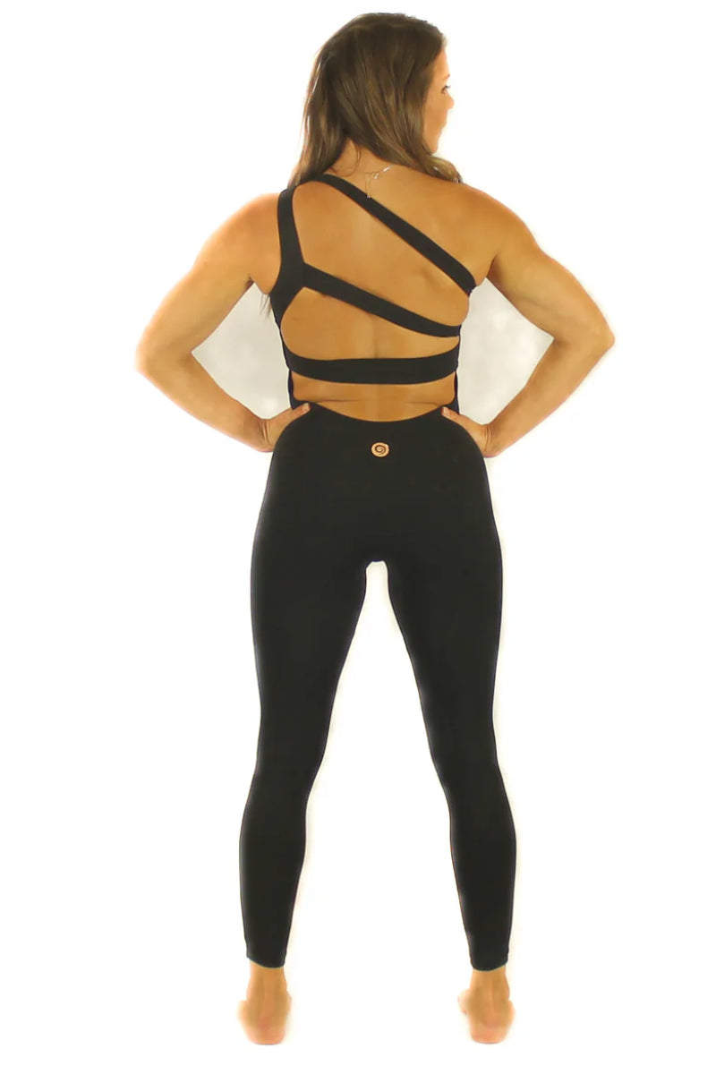 Olra Activewear Aurora One Shoulder Jumpsuit - Black