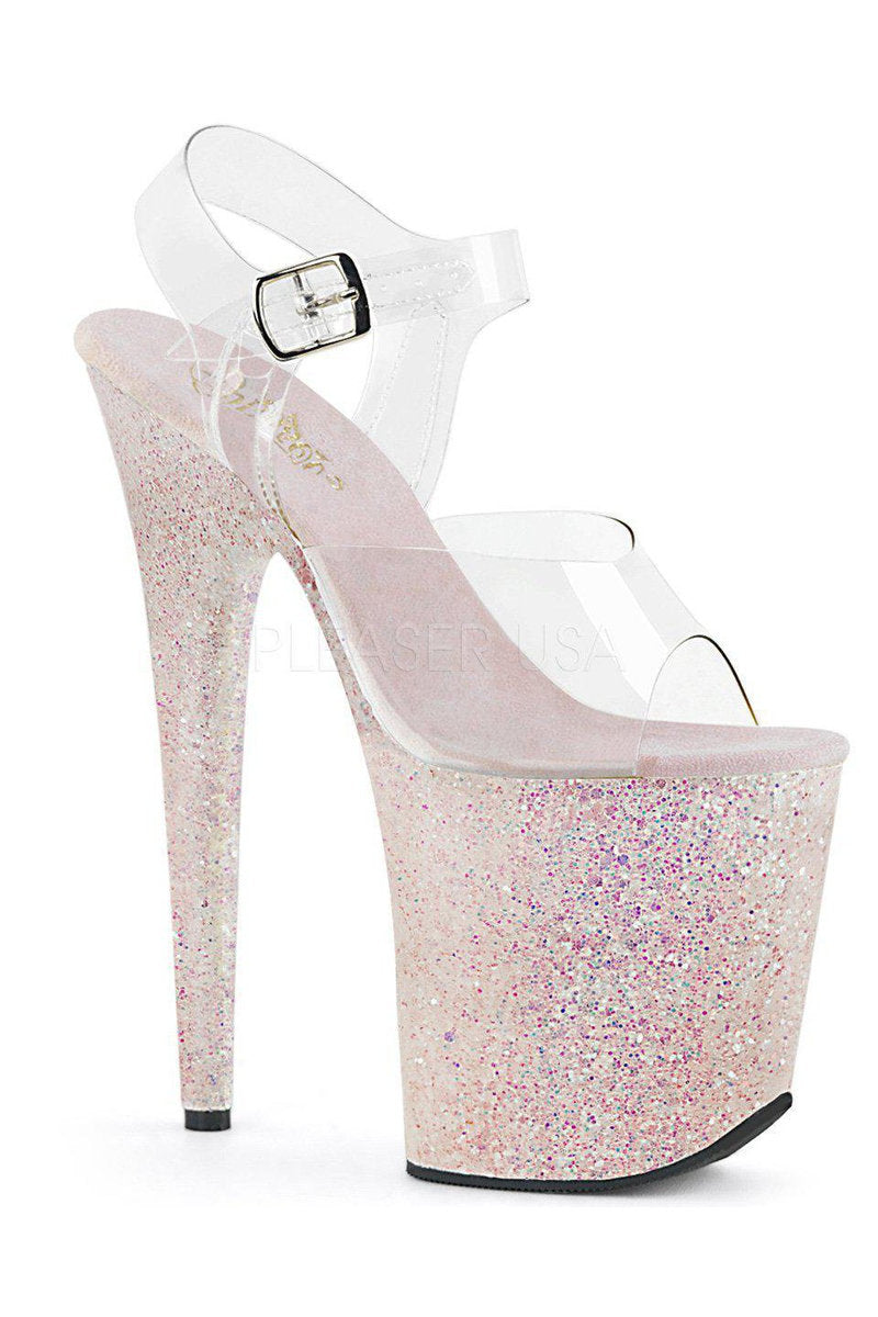 Pleaser USA Flamingo-808LG Holographic Glitter 8inch Pleasers - Opal