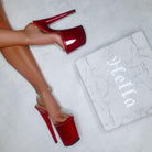 Hella Heels Classic Gloss 8inch Stilettos - Chilli-Hella Heels-Pole Junkie