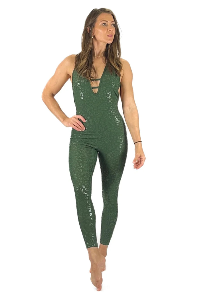 Olra Activewear Black Magic Grippy Signature Jumpsuit - Green