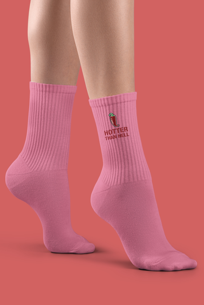 Pole Junkie Hotter Than Hell Socks - Deep Pink