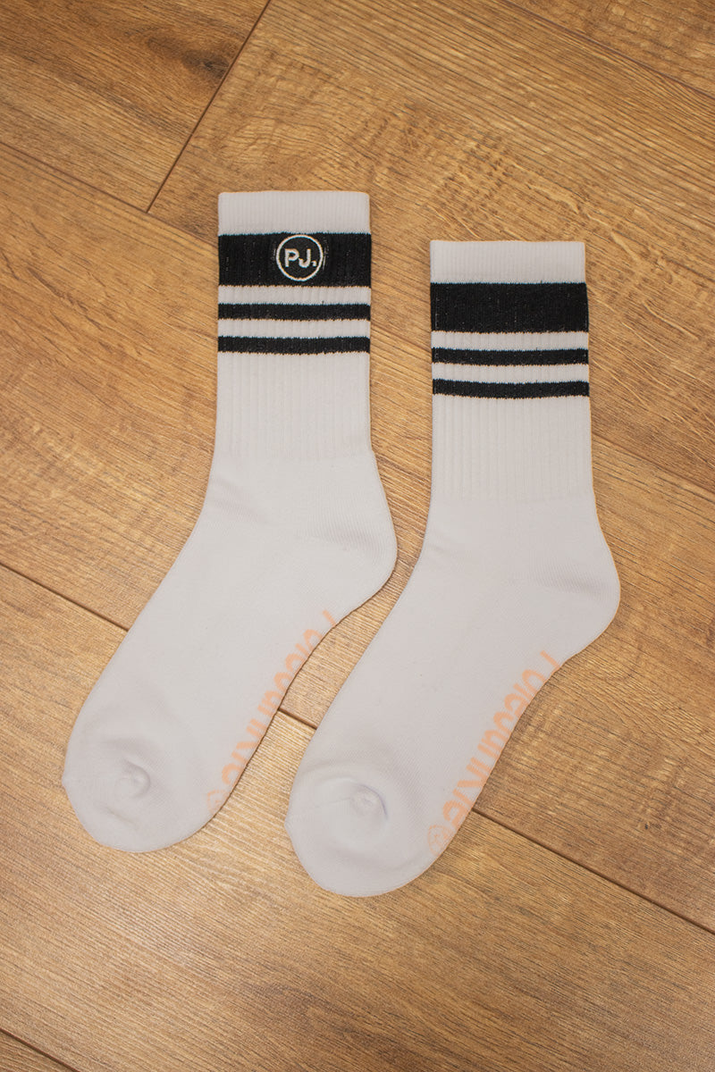 Pole Junkie Banded Socks - White / Black Stripes