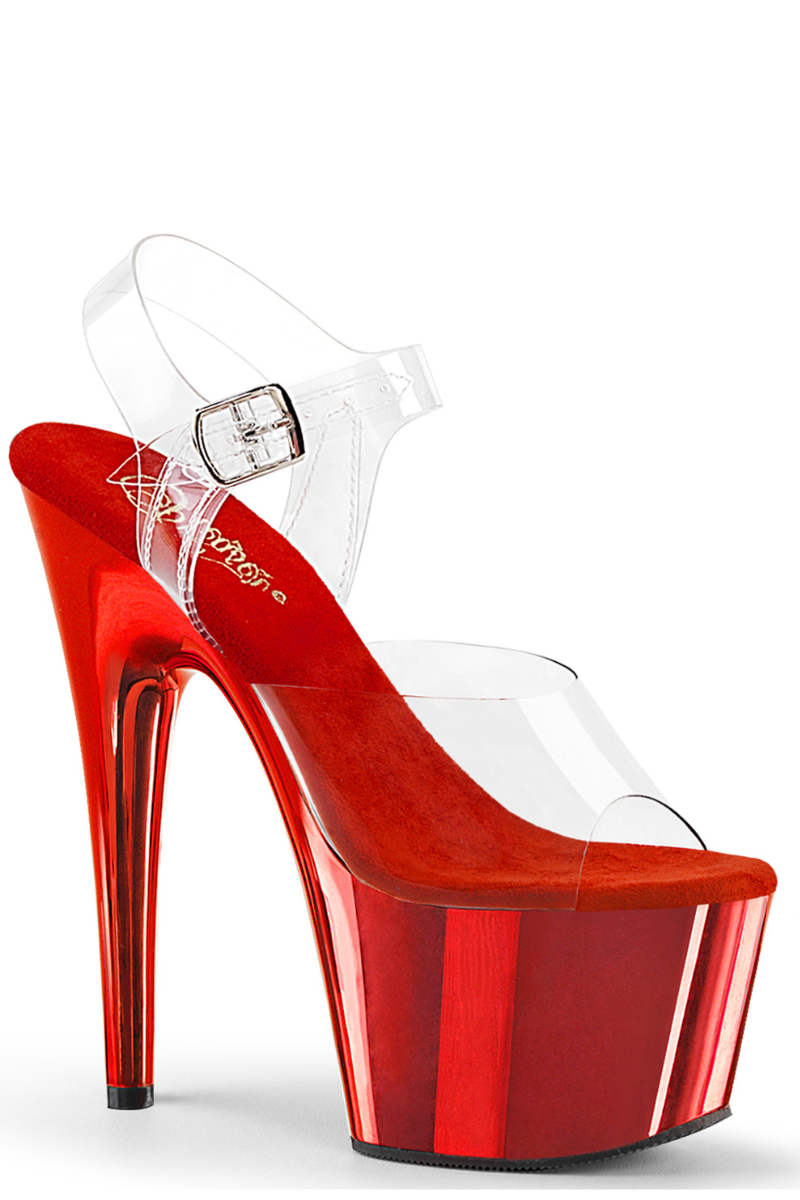 Pleaser USA Adore-708 7inch Pleasers - Chrome Red