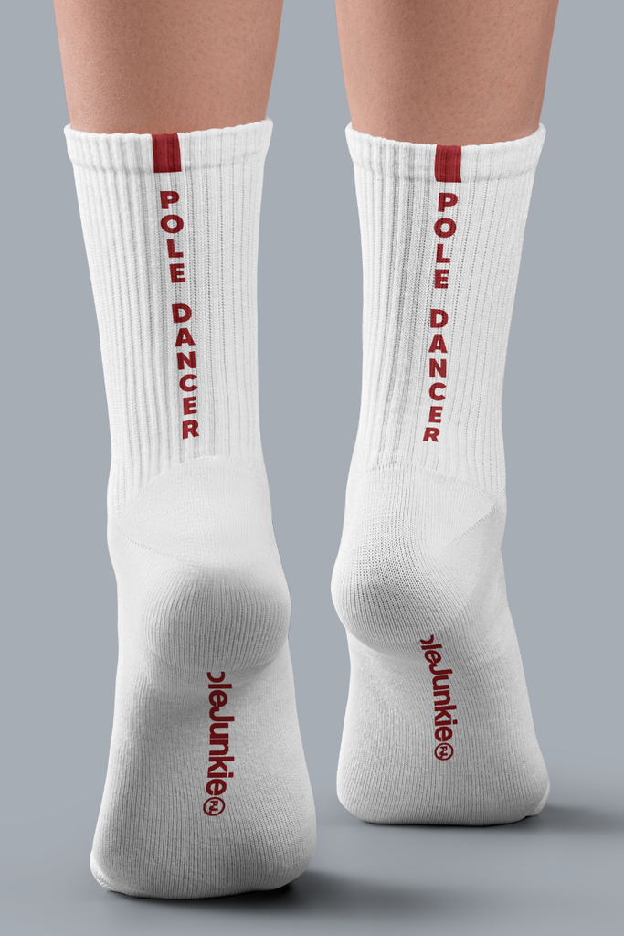 Pole Junkie Pole Dancer Socks - White/Red