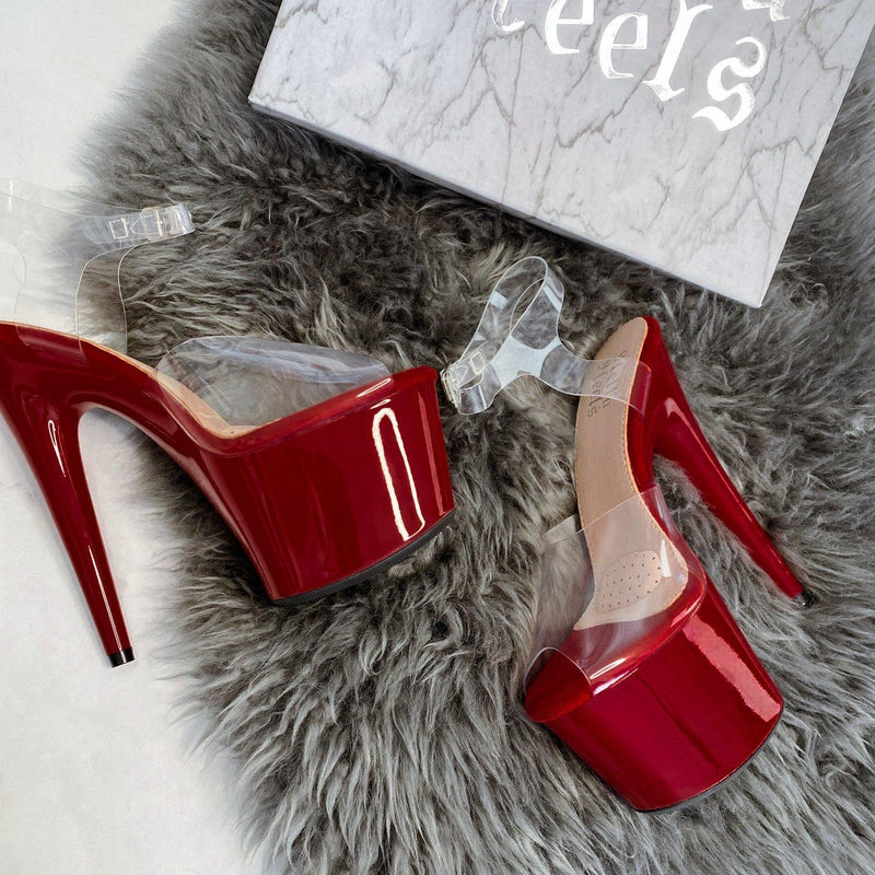 Hella Heels Classic Gloss 7inch Stilettos - Chilli-Hella Heels-Pole Junkie