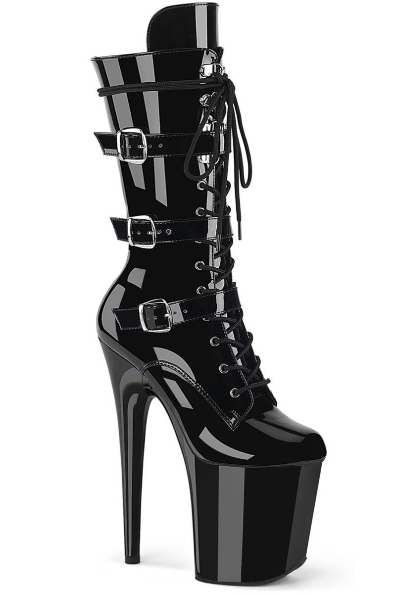 Pleaser USA Flamingo-1053 8inch Pleaser Boots - Patent Black