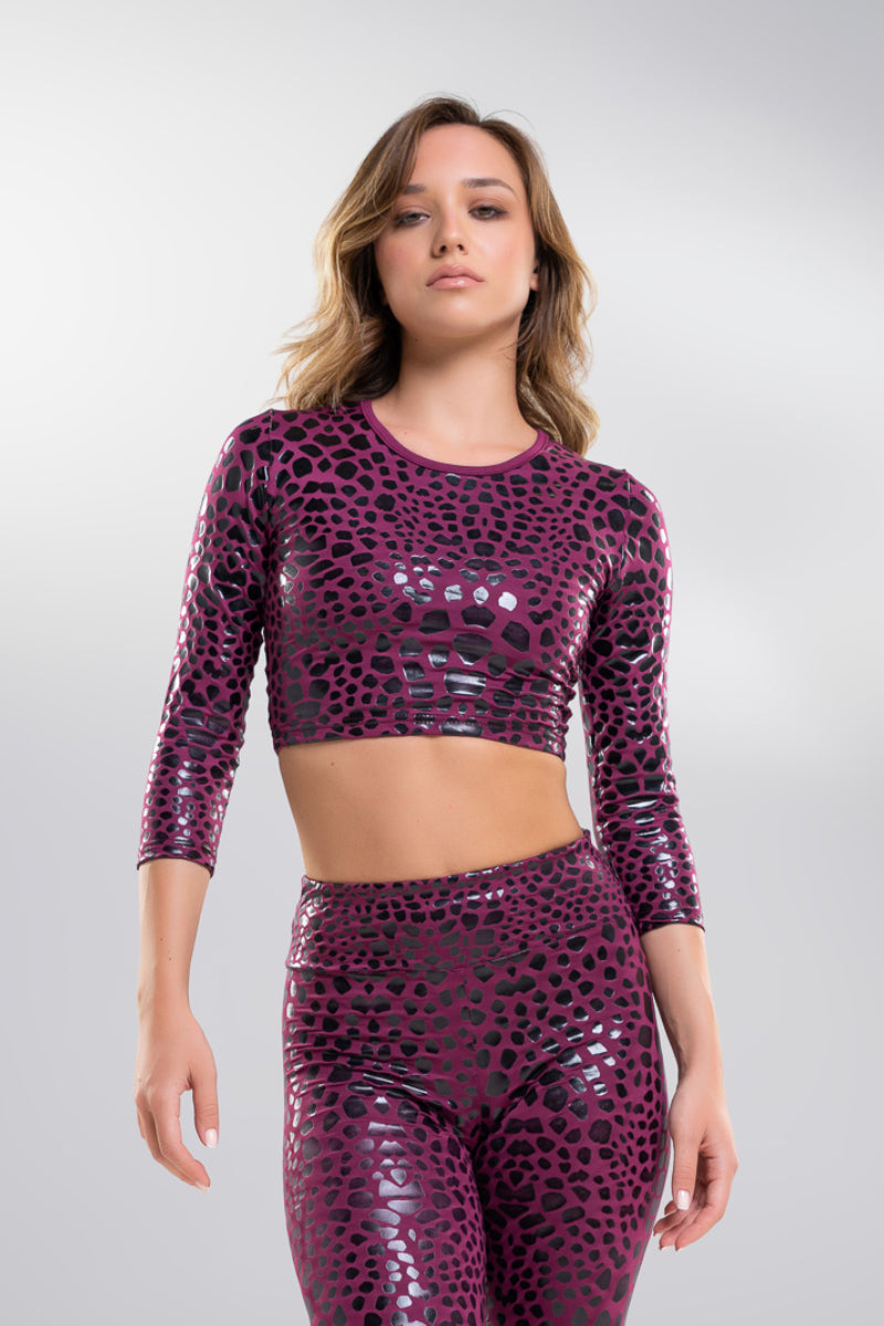 Paradise Chick Superhero Sticky Crop Top - Magenta Chameleon