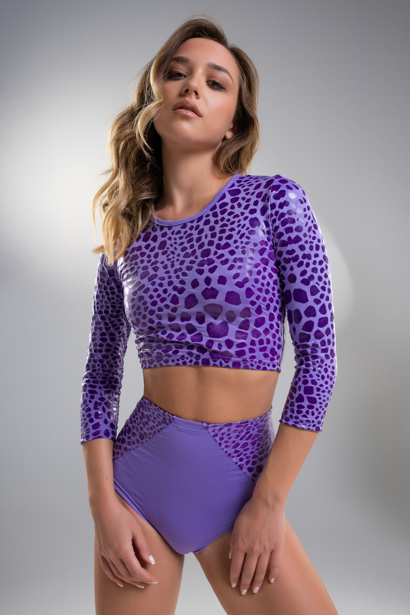 Paradise Chick Superhero Sticky Crop Top - Lilac Chameleon