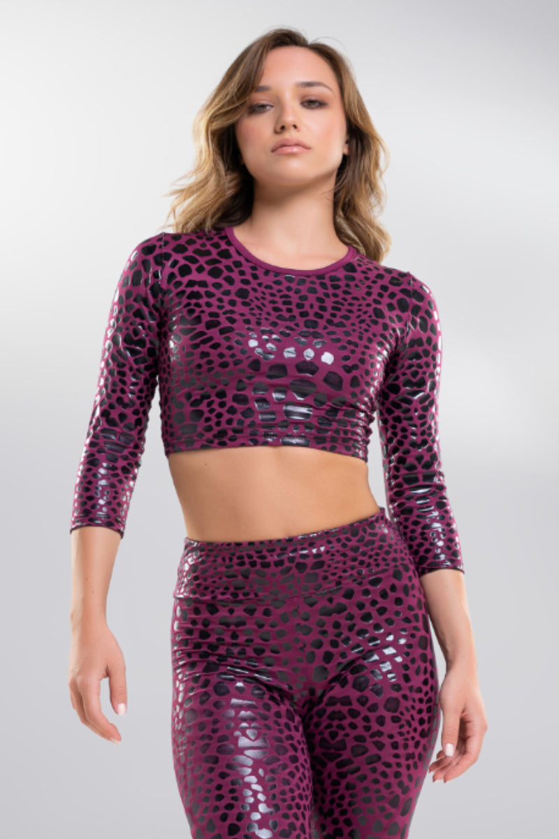 Paradise Chick Superhero Sticky Crop Top - Magenta Chameleon