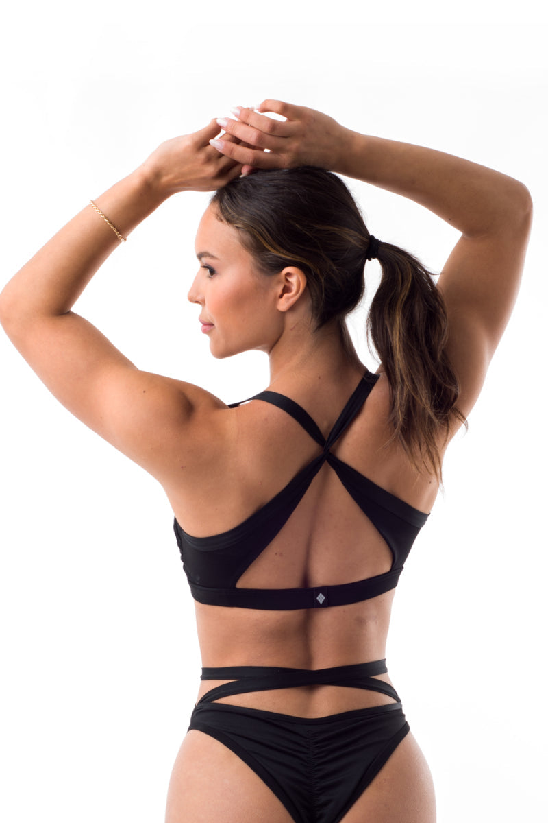 Poledancerka Cross Wrap Top - Black