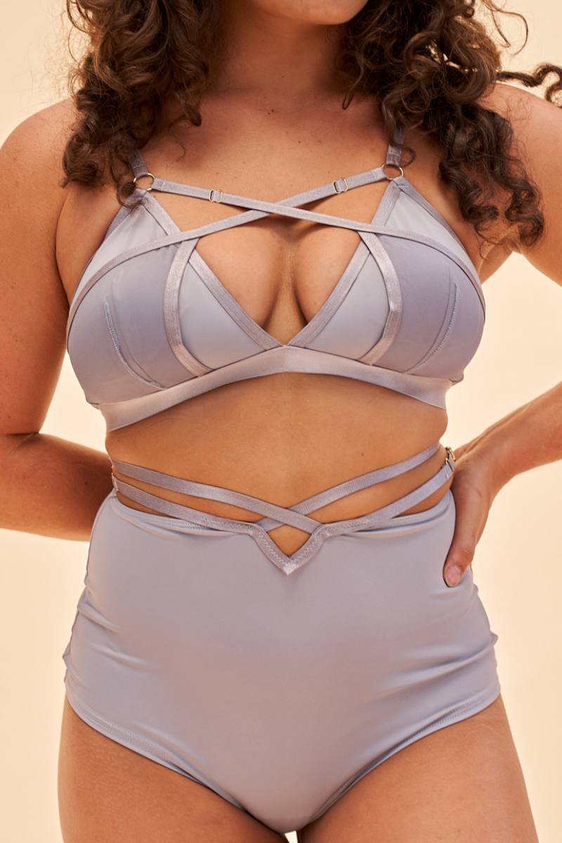 Lunalae Maisie Mesh Strappy Top - Recycled Grey