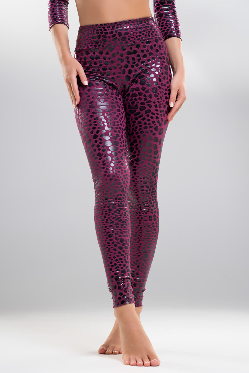 Paradise Chick Superhero Sticky High Waist Leggings - Magenta Chameleon