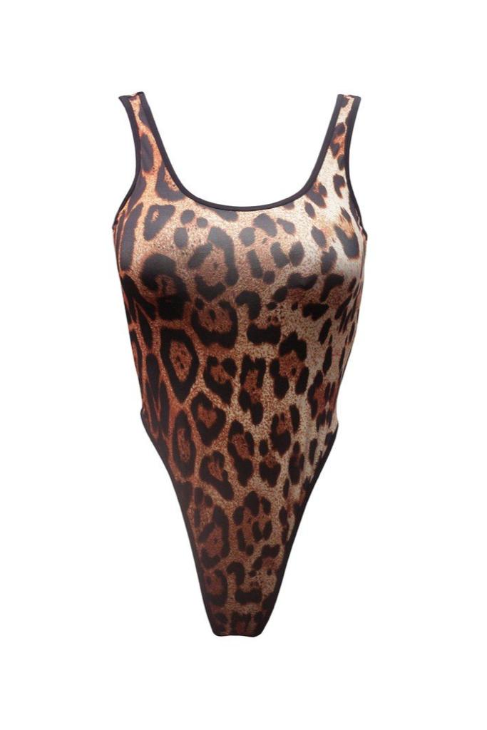 Hamade Activewear Classic High-cut Bodysuit - Leopard-Hamade Activewear-Pole Junkie