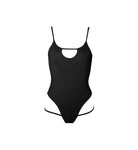 Hamade Activewear Hollow Front Bodysuit - Black-Hamade Activewear-Pole Junkie